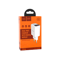 Сетевое З/У HOCO C63A 2USB 2.1A умная зарядка (IC) белый (1/21/126) 