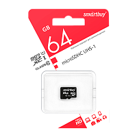 Карта памяти microSD Smartbuy 64GB Class10 UHS-I (U1) 60 МБ/сек без адаптера