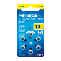 Батарейка Renata ZA10 BL6 Zinc Air 1.45V (Новая упаковка) (6/60/600/6000)