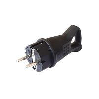 Вилка электрическая Прогресс косая с кольцом С/З черный (1/20/200)