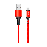 Кабель Borofone BX54 USB (m)-Lightning (m) 1.0м 2.4A нейлон красный (1/360)