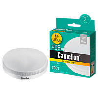 Лампа светодиодная Camelion GX53 9W 3000К 220V таблетка матовая (1/5/100)