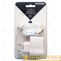 Сетевое З/У Smartbuy 1USB 2.1A с кабелем Apple 30pin белый (1/100)