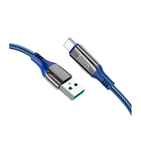 Кабель HOCO S51 USB (m)-Type-C (m) 1.2м 5.0A нейлон дисплей синий (1/16/160)