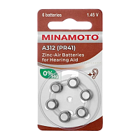 Батарейка Minamoto ZA312 BL6 Zinc Air 1.45V (6/60/600)