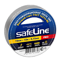 Изолента Safeline 15мм*10м ПВХ серо-стальной (10/250)