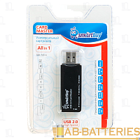 Картридер Smartbuy 749 USB2.0 SD/microSD/MS/M2 черный (1/20)