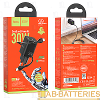 Сетевое З/У HOCO N13 1USB/Type-C 30W QC3.0 с кабелем Type-C-Type-C 60W черный (1/12/120) 