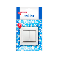 Выключатель Smartbuy 2-клавишный 10А белый, керамика "Венера" (1/10/200)