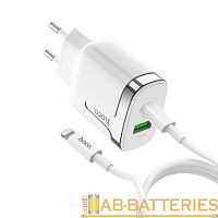 Сетевое З/У HOCO C78A 2USB 2.4A с кабелем Type-C белый (1/12/120) 