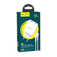 Сетевое З/У HOCO N5 1USB/Type-C 3.0A 20W PD3.0 с кабелем Type-C-Lightning белый (1/12/120)