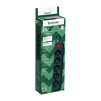 Сетевой фильтр Defender ES 5р.С/З 10A 1.8м 125 Дж черный (1/45)