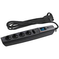 Сетевой фильтр ЭРА SFU 5р.С/З 10A 2.0м со шторкой черный (1/20)