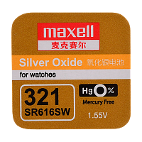 Батарейка Maxell 321 (SR616SW) BL1 Silver Oxide 1.55V 0%Hg (1/10/100)