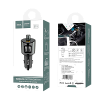 Автомобильное З/У HOCO E19 2USB 2.4A с FM-трансмиттером серый (1/21/126)