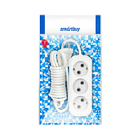 Удлинитель Smartbuy 3р.Б/З 10A 2.0м ПВС 2x1мм² белый (1/50)