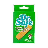 Пластырь бактерицидный Dr.Safe №20 7.2см x 1.9см на нетканой основе 20шт. телесный