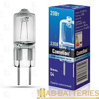 Лампа галогенная Camelion JD G4 20W 2800К 220-240V капсула прозрачная (1/5/100)