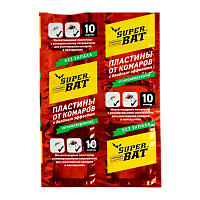 Пластины от мух и комаров SuperBAT двойного действия 10шт. в упаковке красные (1/240)