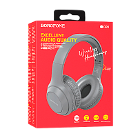 Наушники полноразмерные Borofone BO20 bluetooth 5.3 с микр. серый