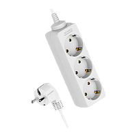 Удлинитель Космос 3р.С/З 16A 3.0м ПВС 3x1мм² белый (1/20)
