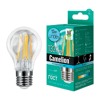Лампа светодиодная филамент Camelion A60 E27 13W 4500К 207-244V груша прозрачная (1/10/100)