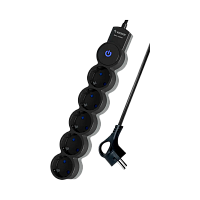 Удлинитель Космос 5р.С/З 10A 3.0м с выкл. ПВС 3х0.75мм² IP20 черный (1/30)