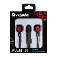 Наушники внутриканальные Defender 428 Pulse с микр. черный (1/160) 