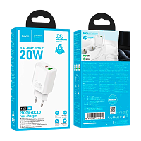 Сетевое З/У HOCO N61 1USB+1Type-C 20W PD,QC белый (1/12/120)