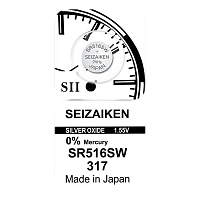 Батарейка SEIZAIKEN 317 (SR516SW) Silver Oxide 1.55V (1/10/100/1000) 