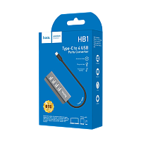 USB-Хаб HOCO HB1 4USB USB (m) серый (1/12/120)