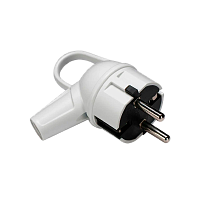 Вилка электрическая Makel С/З 16A IP20 угловая с кольцом белый 10037 (1/100)