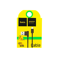 Кабель HOCO UPM10 USB (m)-microUSB (m) 1.2м 2.4A силикон угловой черный (1/50/500)