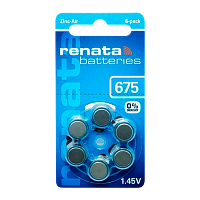 Батарейка Renata ZA675 BL6 Zinc Air 1.45V (6/60/300/3000)