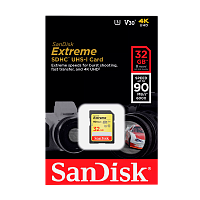Карта памяти SD SanDisk EXTREME 32GB Class10 UHS-I (U3) 90 МБ/сек V30