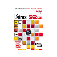 Карта памяти microSD Mirex 32GB Class10 UHS-I (U1) 104 МБ/сек без адаптера