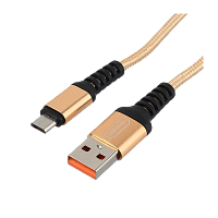 Кабель GoPower GP02M USB (m)-microUSB (m) 1.0м 2.4A нейлон золотой (1/200/800)