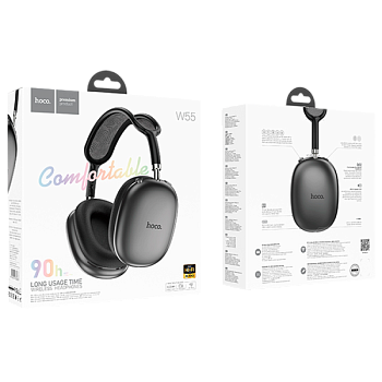 Наушники полноразмерные HOCO W55 bluetooth 5.4 с микр. серый (1/40)