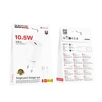 Сетевое З/У Borofone BA101A 1USB 2.1A 10.5W с кабелем microUSB белый (1/20/120)