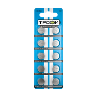Батарейка Трофи G12/LR1142/LR43/386A/186 BL10 Alkaline 1.55V (10/200/1600) 