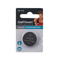 Батарейка GoPower CR2430 BL1 Литиевая 3V (1/40/2000) 
