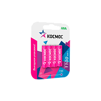Аккумулятор бытовой Космос HR03 AAA BL4 NI-MH 1100mAh (4/48/576) 