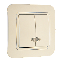Выключатель Makel Light Lillium 2-клав.10A пластик кремовый 70223 (1/12)