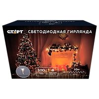 Гирлянда Старт НГ 100LED 10м нить 8 режимов белый (1/25/100) 