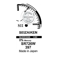 Батарейка SEIZAIKEN 397 (SR726SW) Silver Oxide 1.55V (1/10/100/1000) 