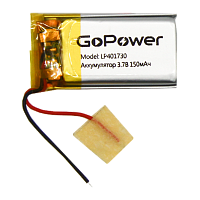 Аккумулятор Li-Pol GoPower LP401730 PK1 3.7V 150mAh с/з (1/10/250)