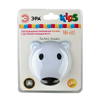 Ночник ЭРА NN-603 1LED 0.5W 220V в розетку с фотосенсором белый (1/42)