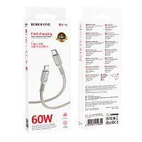 Кабель Borofone BX116 Type-C (m)-Type-C (m) 1м 3.0A 60W серый (1/360)