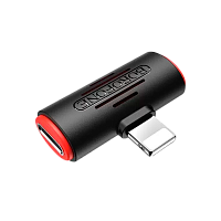 Переходник Borofone BV6 Lightning (m)-2xLightning (f) пластик черный (1/150/900)