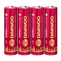 Батарейка Daewoo ENERGY LR6 AA Shrink 4 Alkaline 1.5V (4/96/384)